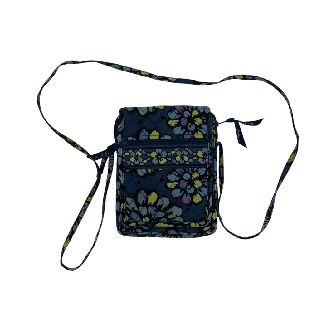 Vera Bradley Navy Purple Floral Mini Quilted Hipster Crossbody Bag Purse
